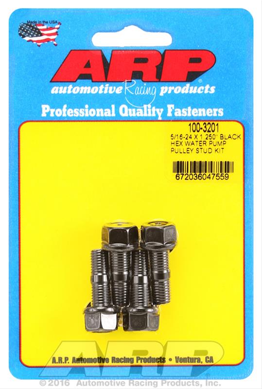 ARP 5/16-24 X 1.250 Black Hex Water Pump Pulley Stud Kit