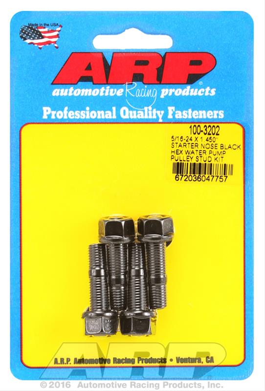 ARP 5/16-24 X 1.450 Starter Nose Black Hex Water Pump Pulley Stud Kit