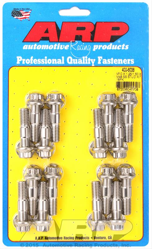 ARP M10 x 1.25/1.50 x 48 Stainless Steel 12pt Broached Stud Kit (16/pkg)