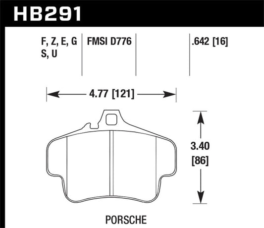 Hawk 99-00 Porsche 911 Carrera Carrera 2 Series 4 Piston Caliper HPS 5.0 Front Brake Pads